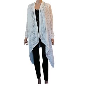 White House Black Market Sweater Shall Coat Jacket size M White womens